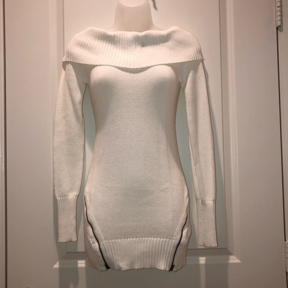 Cream Mini Sweater Dress